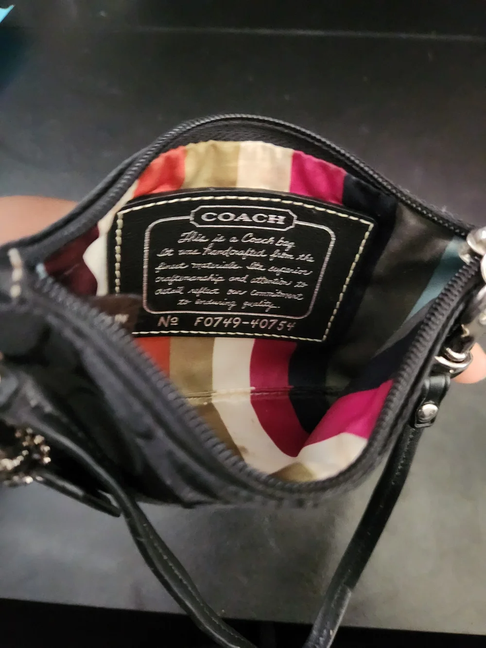 Coach Black Signature Wristlet with Gray Accent